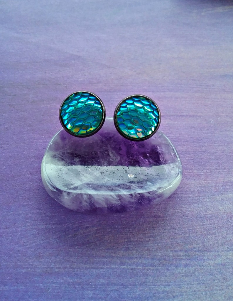 dragon scales earrings beach earrings Mermaid studs scales studs