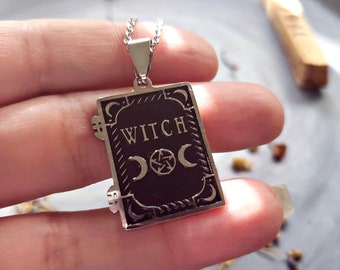 Stainless steel witch necklace, witch pendant