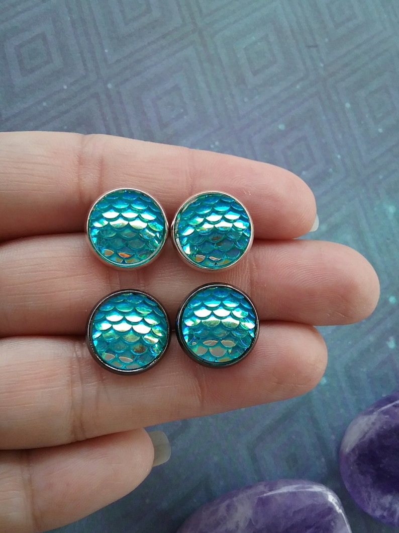 dragon scales earrings beach earrings Mermaid studs scales studs