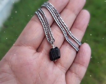 Black Tourmaline necklace, wirewrapped jewelry, crystal jewelry, protection