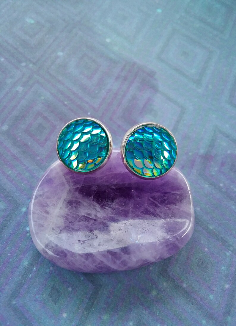 dragon scales earrings beach earrings Mermaid studs scales studs