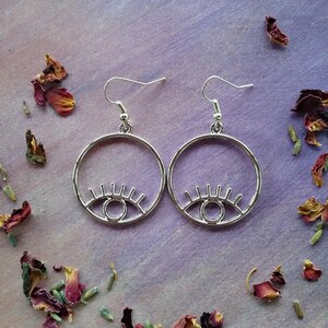Eye earrings, eye hoops , evil eye hoop earrings