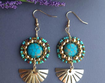 Boho beaded earrings, gypsy earrings , bohemian jewelry