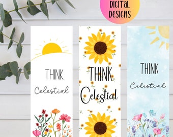 Think Celestial Bookmark, Russell M. Nelson, General Conference, spiritual quote, gift for teen, gift for mom, book gift, inspirational