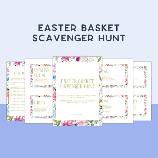EDITABLE Easter Basket Scavenger Hunt | Teen Easter Basket Scavenger Hunt | Scavenger Hunt Guide | Tween Scavenger Hunt | Canva Template