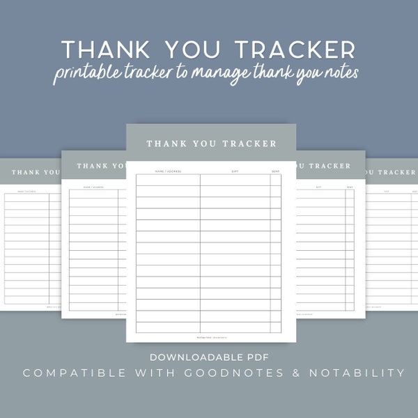 PRINTS Thank You Tracker | Thank You List | Thank Yous | To-Do List | Thank You Cards | Thank You Reminder | Thank You Reminders | Printable