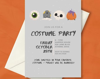 EDITIERBARE Kostümparty Einladung | Halloween-Einladung | Kostüme Einladung | Gruselige Einladung | Canva Einladen | Digital einladen