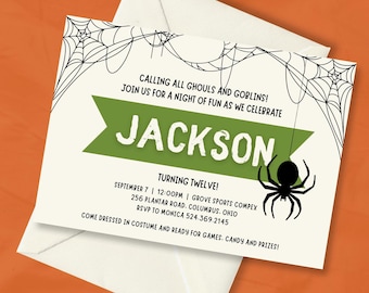 EDITIERBARE Spinnen Einladung | Halloween-Einladung | Web-Einladung | Gruselige Einladung | Canva Einladen | Digital einladen | Geburtstagseinladung