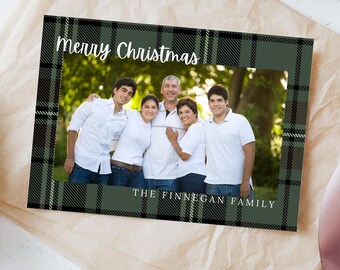 EDITIERBARE Karierte Weihnachten | Tartan Weihnachtskarte | Weihnachtskarte | Schlichte Weihnachtskarte | Canva Karte | Bearbeitbare Weihnachtskarte | Zum Selbermachen