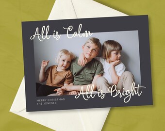 EDITIERBARE Alles ist ruhig Karte | Weihnachtskarte | Weihnachtskarte | Schlichte Weihnachtskarte | Canva Karte