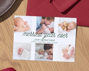 EDITIERBARE Weihnachtsgeburtsankündigung | Babys erste Weihnachtskarte | Weihnachtskarte | Schlichte Weihnachtskarte | Canva Karte