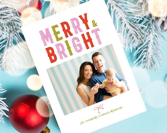 EDITIERBARE Frohe und helle Weihnachtskarte | Bunte Weihnachtskarte | Weihnachtskarte | Schlichte Weihnachtskarte | Canva Karte