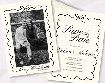 EDITIERBARE Save the Date Weihnachtskarte | Hochzeit-Weihnachtskarte | Paar Weihnachtskarte | Schlichte Weihnachtskarte | Canva Karte
