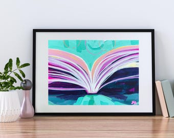 DRUCK 15 x 20 Offenes Buch Kunst Malerei