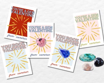EDITIERBARE Edelstein Valentine | -Rock-Valentinstag | Druckbare Valentinstag | Edelsteine Valentinstag | Rocks Valentinstag Karte | Canva Vorlage
