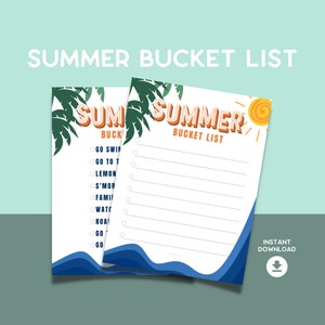 PRINTABLE Summer Bucket List Waves | Summer Activities | Summer Fun Idea | Digital Download Summer | Kid Summer Ideas | Kids Summer Activity