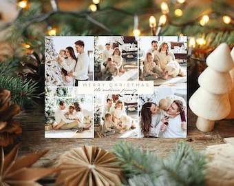 EDITIERBARE Foto Grid Weihnachten | Multi-Foto-Weihnachtskarte | Weihnachtskarte | Schlichte Weihnachtskarte | Canva Karte | Bearbeitbare Weihnachtskarte