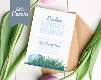 EDITIERBARE Brunch-Einladung | Digitaler Osterbrunch | Schlichter Osterbrunch | Basic Oster-Brunch-Einladung | Canva Osterbrunch einladen