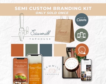 BRANDING Einmal verkauft Branding Kit | Canva Branding Kit | Canva bearbeitbares Logo | Semi Custom Branding | Restaurant Branding | Bier Brandmalerei