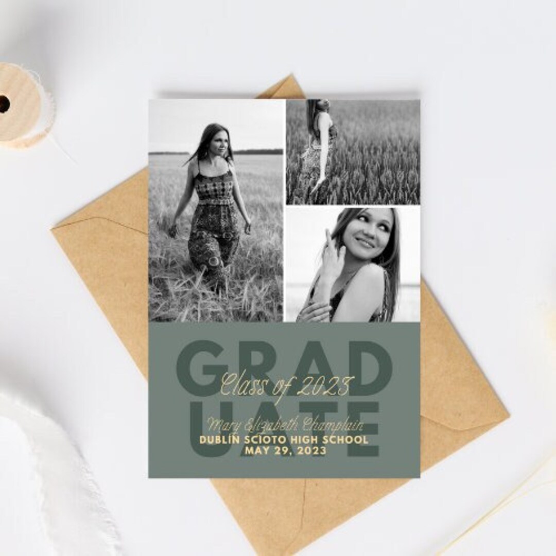EDITABLE Block Graduation Announcement | Grad Invitation | Grad ...