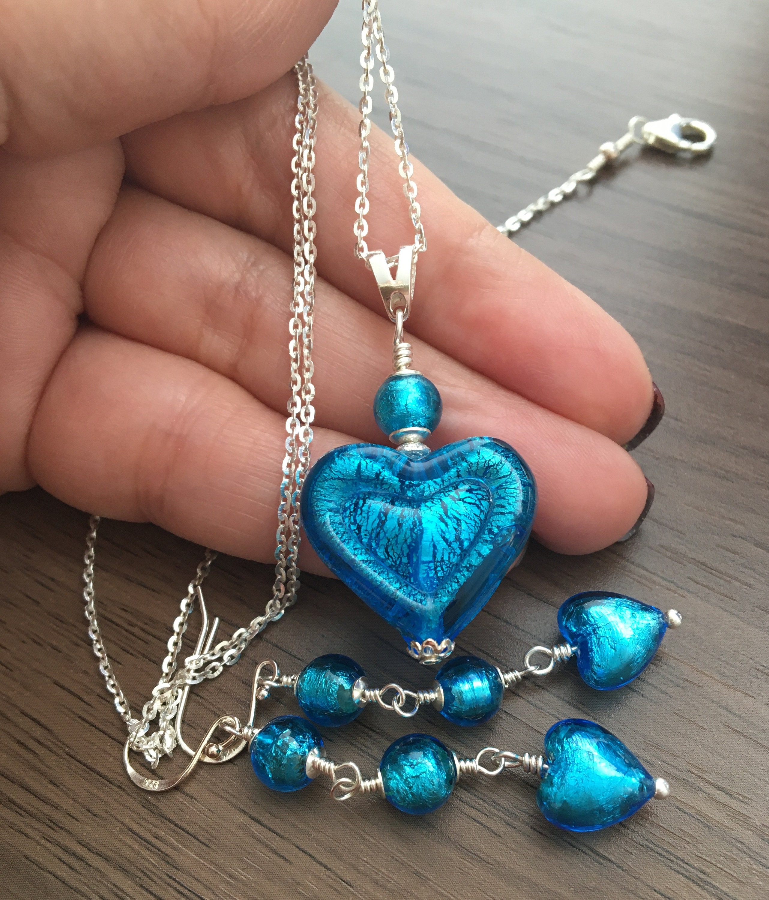 Glass Jewelry Set Murano Glass Jewelry Set Aqua Etsy