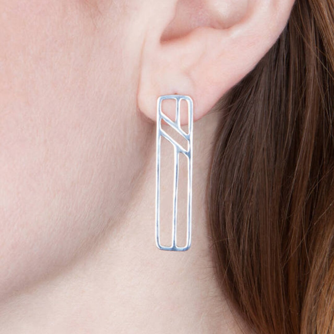 Golden Telephone Line Earrings main image 1