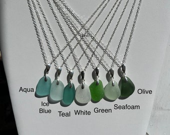 Sea Glass Necklace, Simple Sea Glass Pendant, Sterling Silver Necklace, Sea Glass Jewelry, Gifts for Mother’s Day, Bridesmaids Gifts