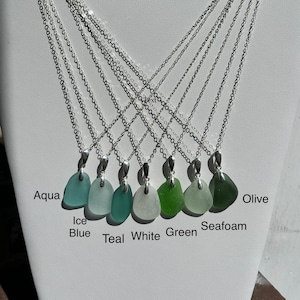 Sea Glass Necklace, Simple Sea Glass Pendant, Sterling Silver Necklace, Sea Glass Jewelry, Gifts for Mother’s Day, Bridesmaids Gifts