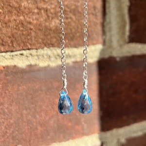 London Blue Topaz Earrings, Sterling Silver Earrings, Topaz Jewelry, Birthday gifts, Gifts for Her
