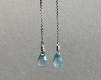 Sky Blue Topaz Earrings • Natural Topaz Earrings • Gemstones & Sterling Silver Earrings • Gift for Her • Bride Something Blue