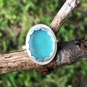Sea Glass Ring, Sterling Silver Ring, Sea Glass Jewelry, Beach Glass Ring, Seaglass, Japanese sea Glass