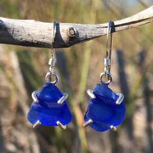 Sea Glass Earrings | Simple Sterling Silver Earrings | Beach Glass Earrings | Sea Glass Jewelry | Beach Glass Jewelry