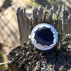 Sea Glass Ring, Sea Glass Jewelry, English Sea Glass Ring, Beach Glass Ring, Seaglass Ring size 6 1/4 , Seaham Sea Glass Ring