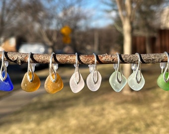 Sea Glass Earrings, 6+ Colors Beach Glass Sterling Silver Earrings, Sea Glass Jewelry, Birthday gifts, Bridesmaids Gifts, Simple earrings