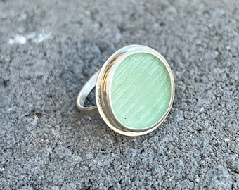 Sea Glass Ring, Sea Glass Jewelry, Japanese Sea Glass, Beach Glass Earrings, Japanese Ohajiki Sea Glass, Flat Marble Ring, Gift for Her