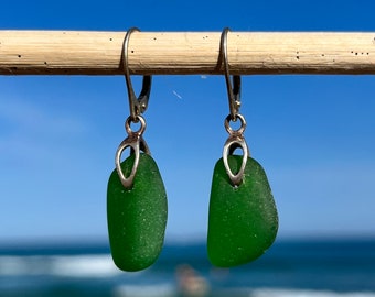 Sea Glass Earrings, Sterling Silver Earrings, Sea Glass Jewelry, Sea Glass Earrings, Wedding Earrings, Beach Glass Earrings