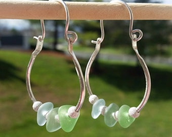 Sea Glass Earrings | Seaglass Earrings | Beach Glass Earrings | Sterling Silver Hoop Earrings | Seaglass Jewelry | Beach Glass Jewelry