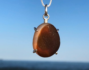 Rare Seaham Sea Glass Pendant, Sea Glass Jewelry, English Sea Glass, Multi Sea Glass Sterling Silver Pendant, End of Day