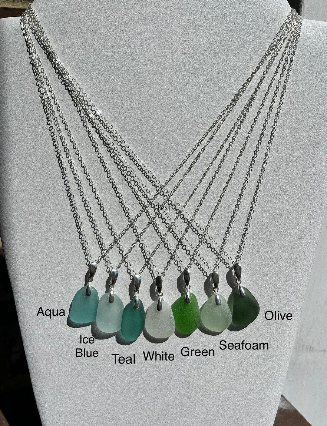 Sea Glass Necklace, Simple Sea Glass Pendant, Sterling Silver Necklace