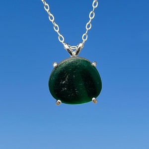 Seaham Sea Glass Pendant, Sea Glass Jewelry, English Sea Glass, Sea Glass Sterling Silver Pendant, Black Sea Glass