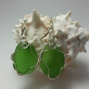 Sea Glass Earrings | Sea Glass Jewelry | Seaglass Earrings | Beach Glass Earrings | Sea Glass | Ocean Tumbled Glass | Wire Wrapped Sea Glass