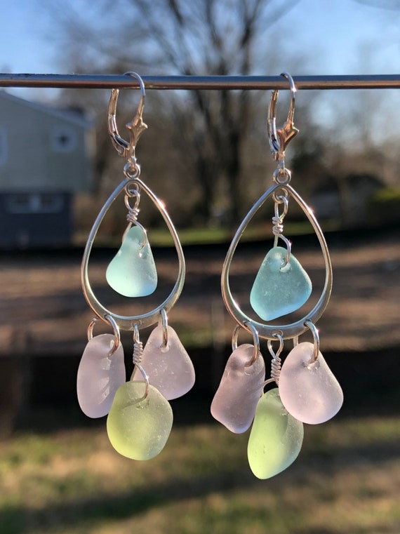 Etsy sea glass earrings discount