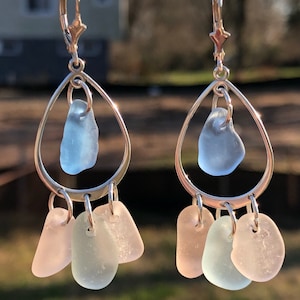 Pastel Sea Glass Earrings / Sea Glass Jewelry / Seaglass Earrings / Sterling Silver Sea glass Earrings / Beach Glass Jewelry Earrings