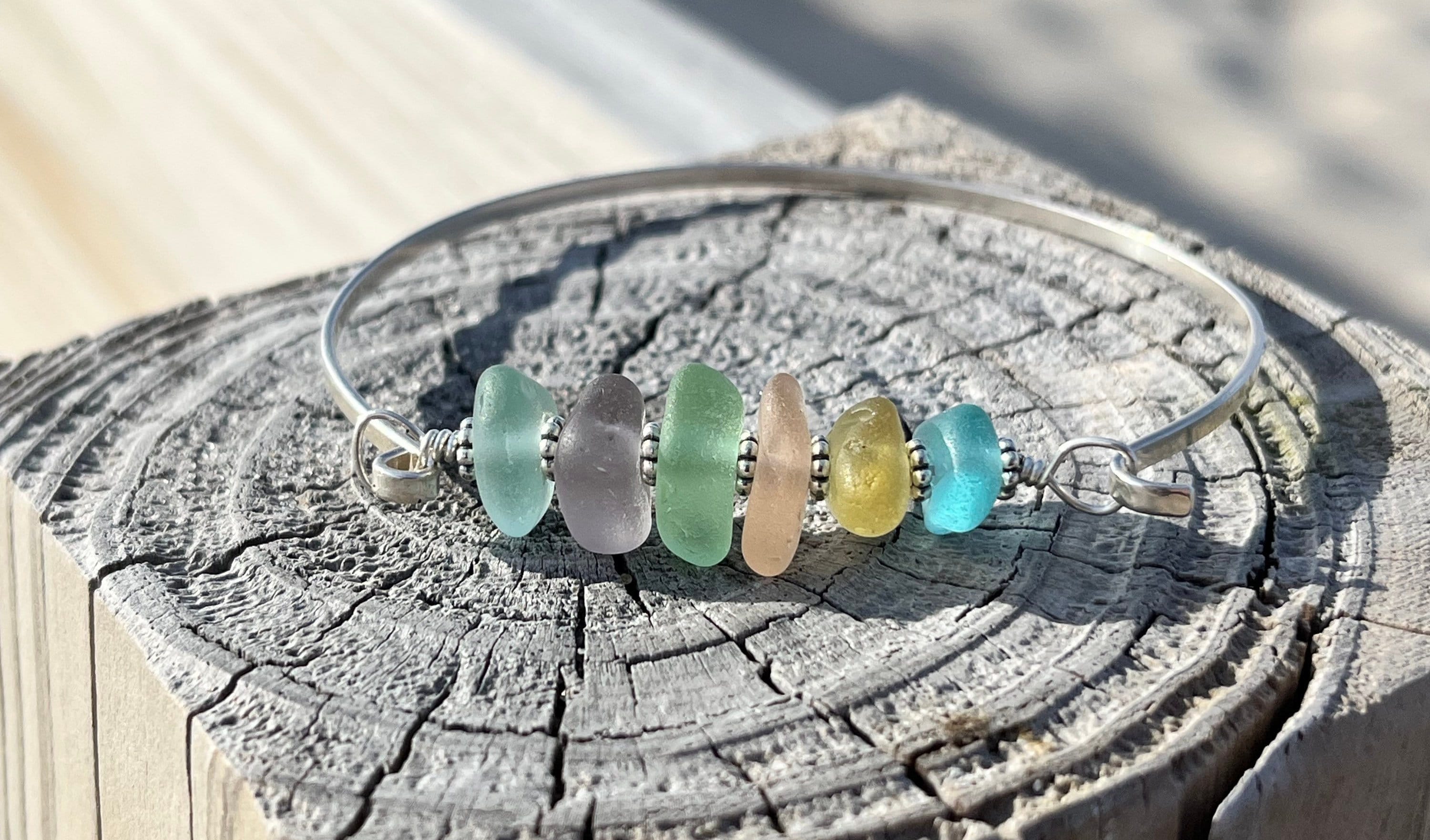 Sea glass shop bangle bracelet