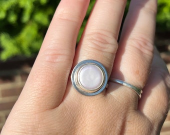 White Pearl Statement Ring, Gift for He
