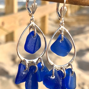 Blue Sea Glass Earrings, Seaglass Earrings, Sea Glass Jewelry, Sterling Silver Sea Glass Jewelry, Beach Glass Earrings, Bride Something Blue