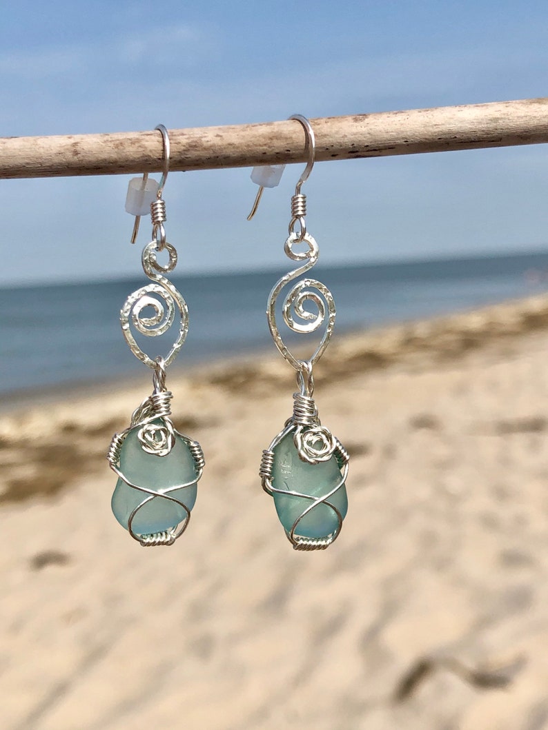 Genuine Sea Glass Earrings Sea Glass Jewelry SeaGlass Earrings Seaglass Jewelry Beach Glass Earrings Beach Glass Jewelry image 2