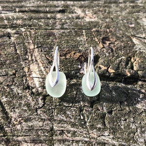 Sea Glass Earrings, 6 Colors Beach Glass Sterling Silver Earrings, Sea Glass Jewelry, Birthday gifts, Bridesmaids Gifts, Simple earrings image 10