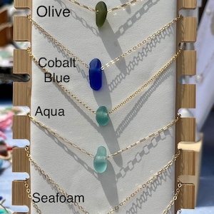 Gold Filled Petite Sea Glass Necklace, 6+ Colors Beach Glass Necklace, Sea Glass Pendant Jewelry, Simple Sea Glass Necklace, Boho Necklace