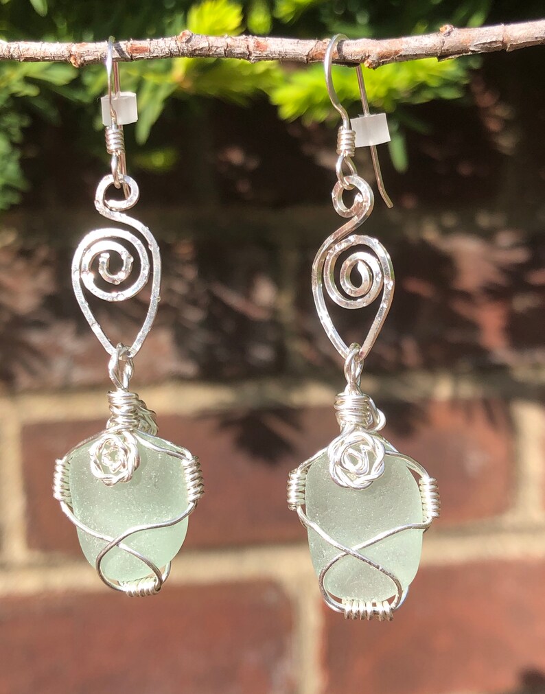 Genuine Sea Glass Earrings Sea Glass Jewelry SeaGlass Earrings Seaglass Jewelry Beach Glass Earrings Beach Glass Jewelry Seafoam sea glass